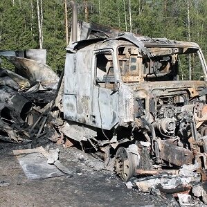 Под Кутижмой сгорел автопоезд