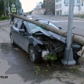 В центре Сортавалы иномарка снесла пол-аллеи